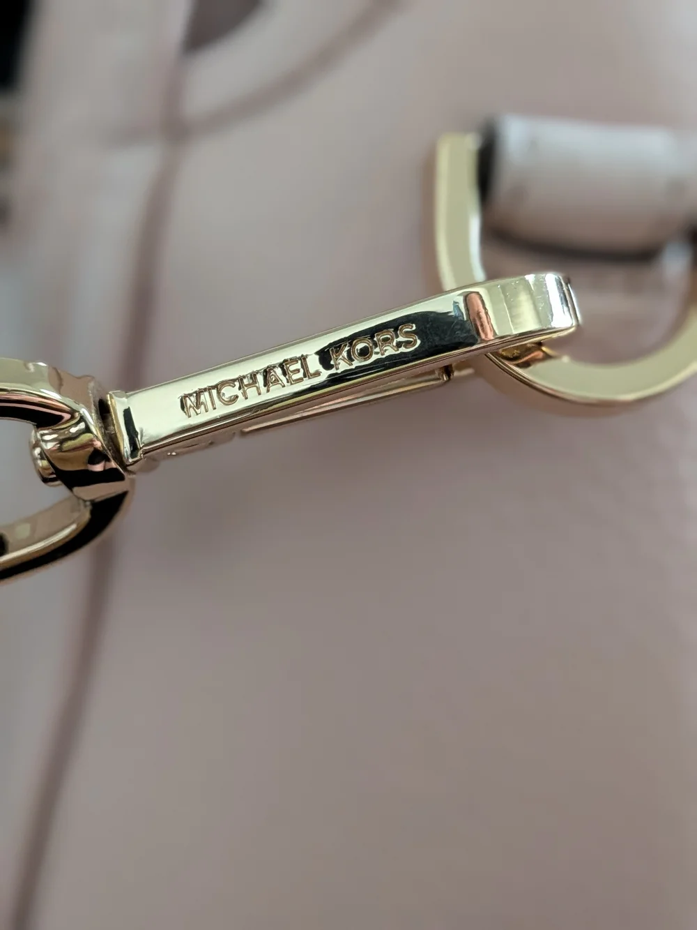 Michael Kors Pebbled Leather Satchel in Soft Blush with Gold Hardware